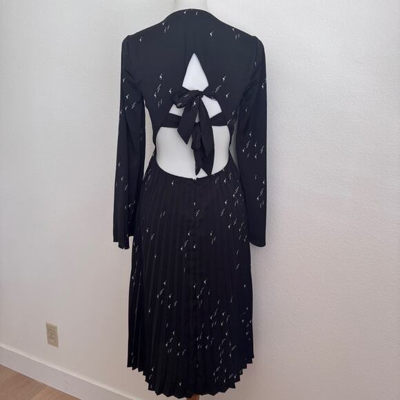 Avec Le Filled Black Lighting bolt print open back midi Dress size 0 - Picture 6 of 13